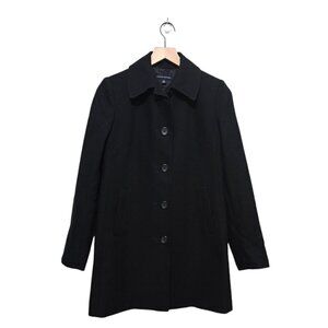 Banana Republic Vintage Black Long Cotton Single Breasted Coat Sz S